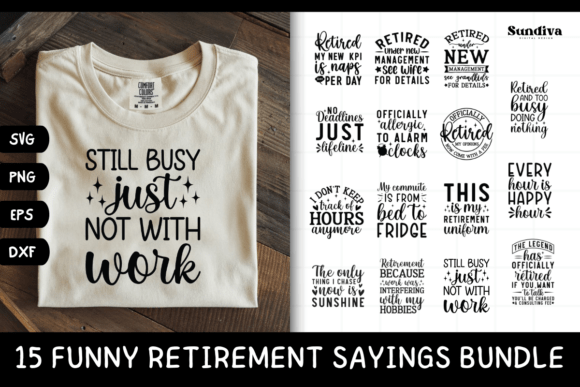 15 Funny Retirement Quote SVG Bundle for Crafts & Graphics