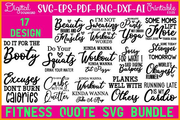Fitness Quote SVG Bundle: Graphics for Crafts & Content