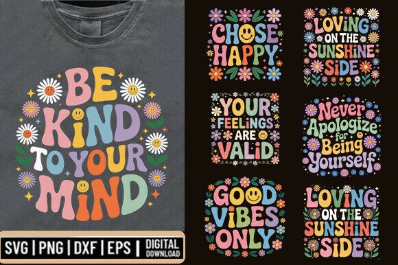 Retro Boho Motivational Quote Svg Bundle: Graphics for Crafts & Branding